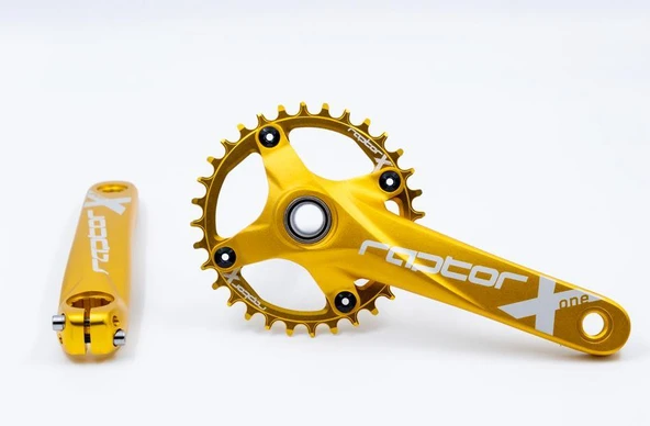 Raptor A28Z-AS322 32T 170 mm Tek Yaprak Aynakol Seti Göbek+Aynakol+Yaprak Bisiklet Krank Seti Gold ürün görseli 1
