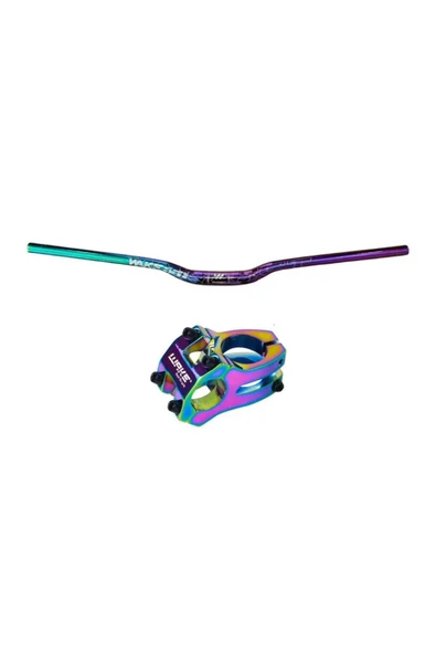 Wake Rainbow 780mm Alüminyum 31.8 Bisiklet Gidonu + Boğaz Seti Lunje Gidon Wake Boğaz Rainbow ürün görseli 1