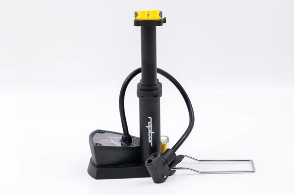 Raptor M34B-01 Dikey Ayak Pompası Analog Göstergeli Yüksek Basınçlı Bisiklet Pompası Siyah Renk ürün görseli 1