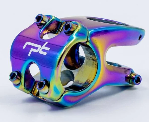 Raptor Alüminyum AS-318  31,8 mm Riser Mtb Bisiklet Gidon Boğazı Oil Slick Rainbow Gidon Boğazı ürün görseli 1