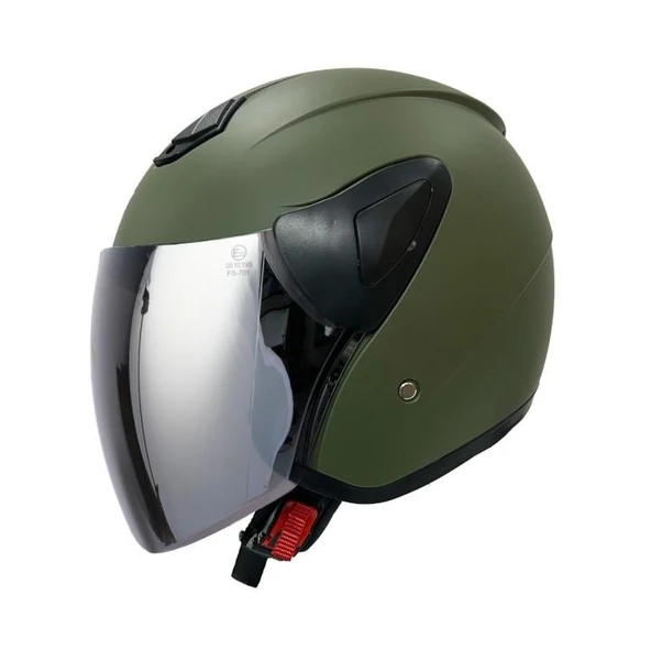 Sway Xbyc 633 Solıd Şeffaf Vizörlü Yarım Motosiklet Scooter Kaskı M Beden Mat Yeşil ürün görseli 1