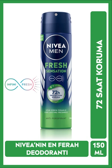NIVEA MEN Erkek Sprey Deodorant Fresh Sensation 150ml, 72 Saat Anti-perspirant, Gün Boyu Ferahlık ürün görseli 1