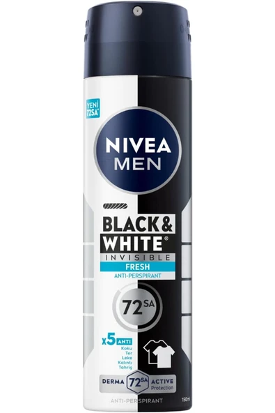 NIVEA MEN Black & White Invisible Fresh Sprey 150 ml X 2 ADET ürün görseli 1