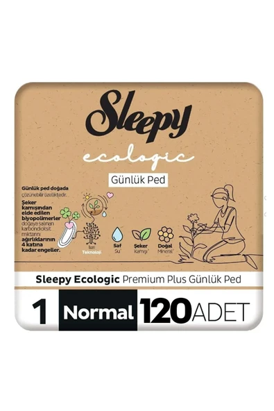 Sleepy Ecologic Premium Plus Günlük Ped Normal Ped 3 x 40 Adet ürün görseli 1