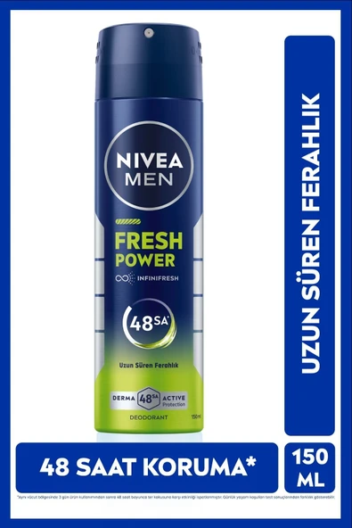 NIVEA MEN Erkek Sprey Deodorant Fresh Power 150ml, 48 Saat Ter Koruması, Uzun Süren Ferahlık ürün görseli 1