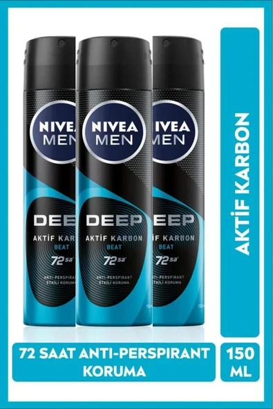 NIVEA MEN Deep Beat 150ml x 3 ADET ürün görseli 1