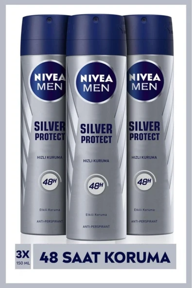 NIVEA Deodorant Sprey Silver Protect 150ml.Erkek X 3 Adet ürün görseli 1