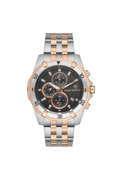 Sergio Tacchini Erkek Gümüş-Gri Çelik Kasa Yuvarlak Kadran Metal Kordonlu Kol Saati Quartz Mekanizma Analog Ekran Mi ürün görseli 1