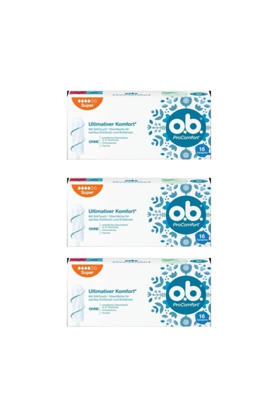 o.b. Ultimate Comfort Super 16'lı Tampon 3 Paket (toplam 48 Adet) ürün görseli 1