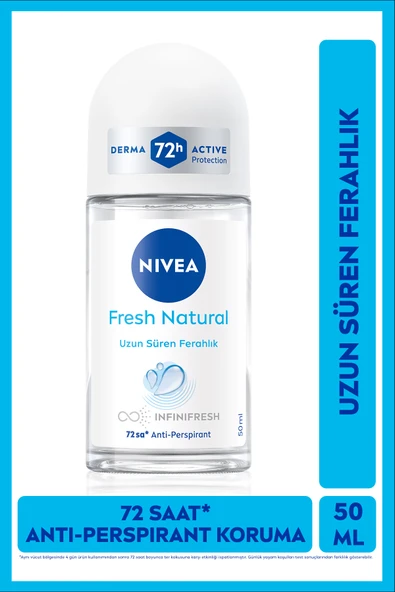 NIVEA Kadın Roll-on Deodorant Fresh Natural 50ml, 72 Saat Anti-perspirant Ter Koruması, Alkolsüz ürün görseli 1