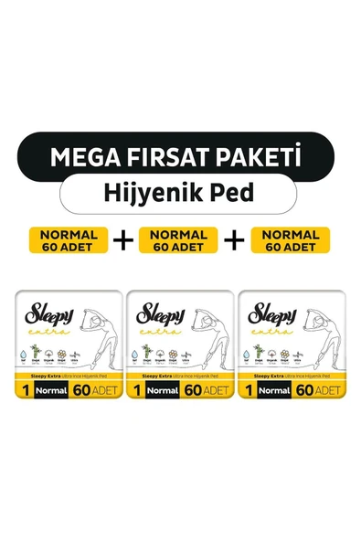 Sleepy Extra Ultra Ince Hijyenik Ped Mega Fırsat Paketi Normal 180 Adet ürün görseli 1
