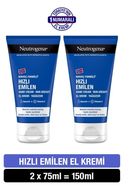 Neutrogena Norveç Formülü Hızlı Emilen El Kremi 75 ml x2 ürün görseli 1