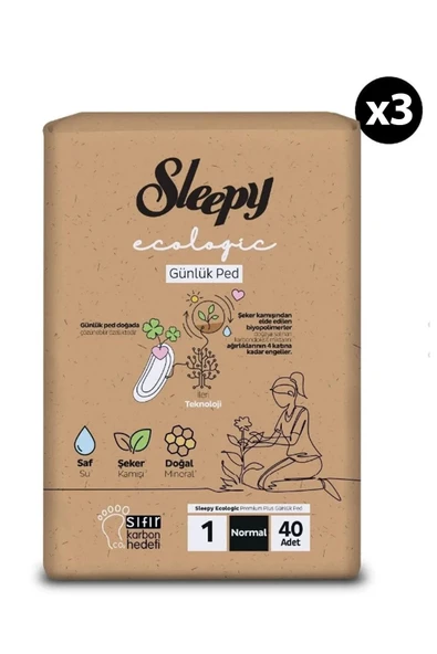 Sleepy Ecologic Premium Plus Günlük Ped Normal Ped 3 x 40 Adet - Resim 2