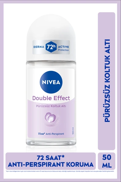 NIVEA Kadın Roll-on Deodorant Double Effect 50ml,72 Saat Anti-perspirant Ter Koruması,Pürüzsüz Koltuk Altı ürün görseli 1