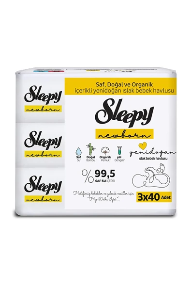 Sleepy Natural Ultra Hassas Yenidoğan Bebek Islak Mendil 3x40 Adet 1 Adet ürün görseli 1