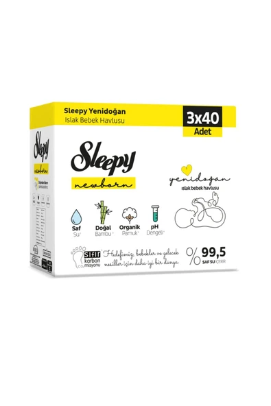 Sleepy Natural Yenidoğan Islak Havlu 3X40 Adet ürün görseli 1