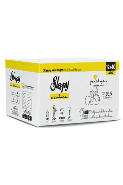 Sleepy Natural Yenidoğan Islak Bebek Havlusu 12x40 (480 Yaprak) ürün görseli 1