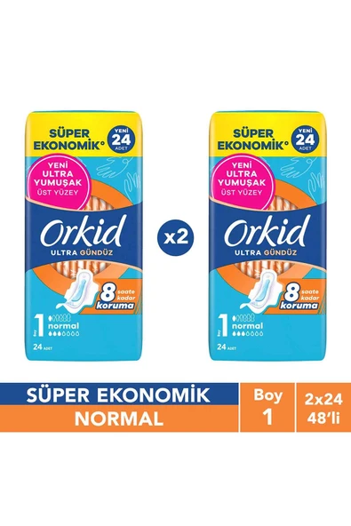Orkid Ultra Normal (Boy 1) 24 Adet Süper Ekonomik Hijyenik Ped x2 ürün görseli 1