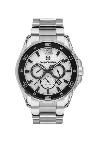 Sergio Tacchini Erkek Gümüş-Beyaz Çelik Kasa Oval Kadran Metal Kordonlu Kol Saati Quartz Mekanizma Analog Ekran Mine ürün görseli 1