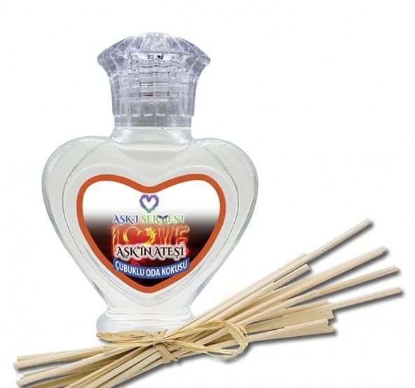 Aşk-ı Sermest Toptan Aşkın Ateşi Çiçek Aromalı Bambu Çubuklu Oda Kokusu Reed Diffuser Ortam Kokusu Parfüm, Kalp Şişe, 60 mL, 10 Adet ürün görseli 1