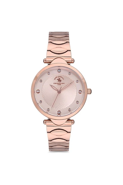 Santa Barbara Polo & Racquet Club Kadın Rose Gold-beyaz Çelik Kasa Yuvarlak Kadran Metal Kordonlu Kol Saati Quartz Mekanizma Analog Ek ürün görseli 1