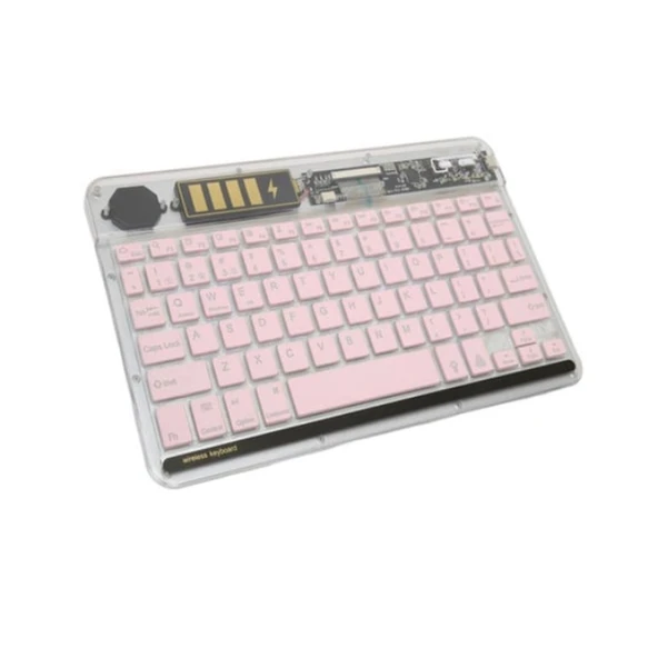 ZR612 Rgb Şeffaf Pembe Bluethooth Klavye ürün görseli 1