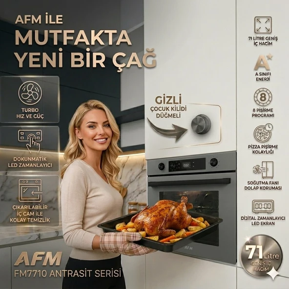 Eminçelik ve AFM TECH Marka/ Plux Antrasit-Gri  Ankastre Set (31 221  Beyaz Emaye +FM7710 + FM3407) 2