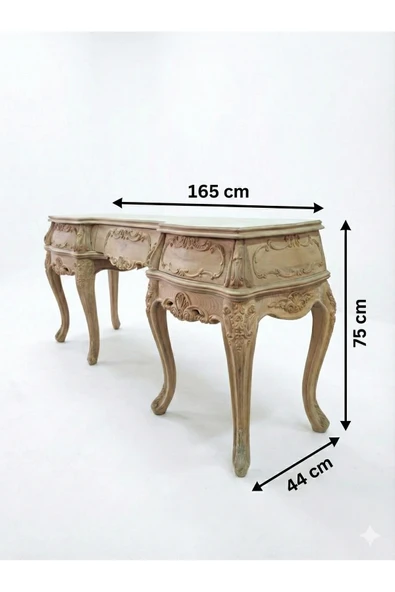 Golden Garden Kajmer El Oymalı Kayın Ahşap Şifonyer – Premium Masif Kalite | 165 cm Genişlik ürün görseli 1