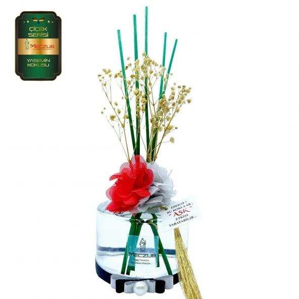 Aşk-ı Sermest Toptan Meczub Çiçek Serisi Yasemin Kokulu 5 x 200 ml Silindir Şişe Bambu Çubuklu Ortam Kokusu Reed Diffuser Oda Kokusu ürün görseli 1