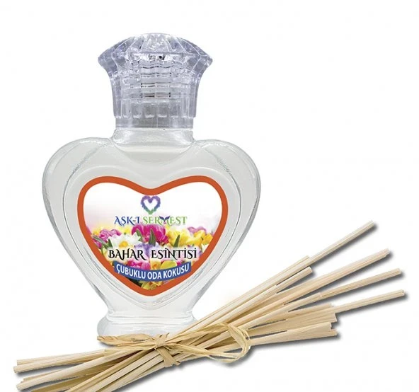 Aşk-ı Sermest Toptan Bahar Esintisi Aromalı Bambu Çubuklu Oda Kokusu Reed Diffuser Ortam Kokusu Parfüm, Kalp Şişe, 60 mL, 10 Adet ürün görseli 1