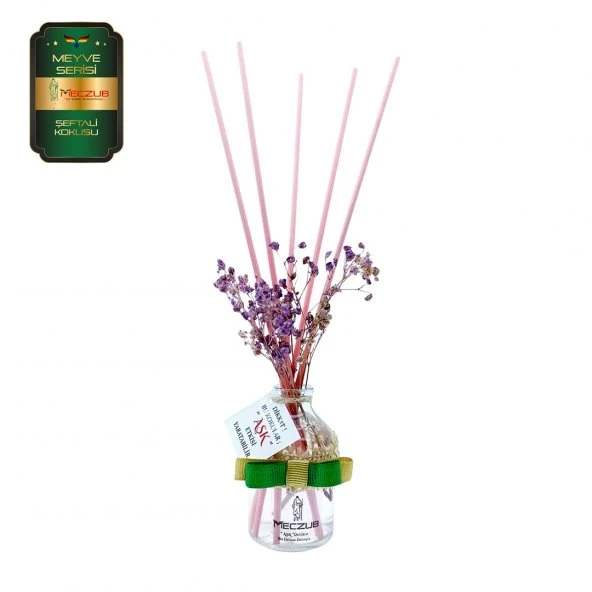Aşk-ı Sermest Toptan Meczub Meyve Serisi Şeftali Kokulu 10 x 50 ml Oval Şişe Bambu Çubuklu Ortam Kokusu Reed Diffuser Oda Kokusu ürün görseli 1
