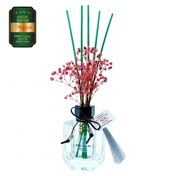Aşk-ı Sermest Toptan Meczub Çiçek Serisi Portakal Çiçeği Kokulu 5 x 120 ml Köşeli Şişe Bambu Çubuklu Ortam Kokusu Reed Diffuser Oda Kokusu ürün görseli 1