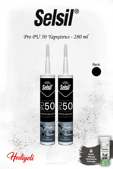 Selsil Pro PU Mastik 50 Siyah Renk 2 adet ve ROSIE ürün görseli 1