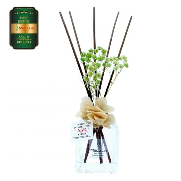 Aşk-ı Sermest Toptan Meczub Mix Serisi Gül & Yasemin Kokulu 5 x 120 ml küp Şişe Bambu Çubuklu Ortam Kokusu Reed Diffuser Oda Kokusu ürün görseli 1
