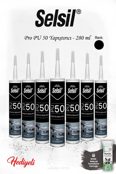 Selsil 7 adet Pro PU 50 Mastik - Siyah, ROSIE ürün görseli 1