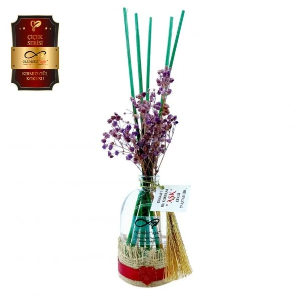 Aşk-ı Sermest Toptan Ölümsüz Aşk Çiçek Serisi Kırmızı Gül Kokulu 10 x 100 ml Oval Şişe Bambu Çubuklu Ortam Kokusu Reed Diffuser Oda Kokusu ürün görseli 1
