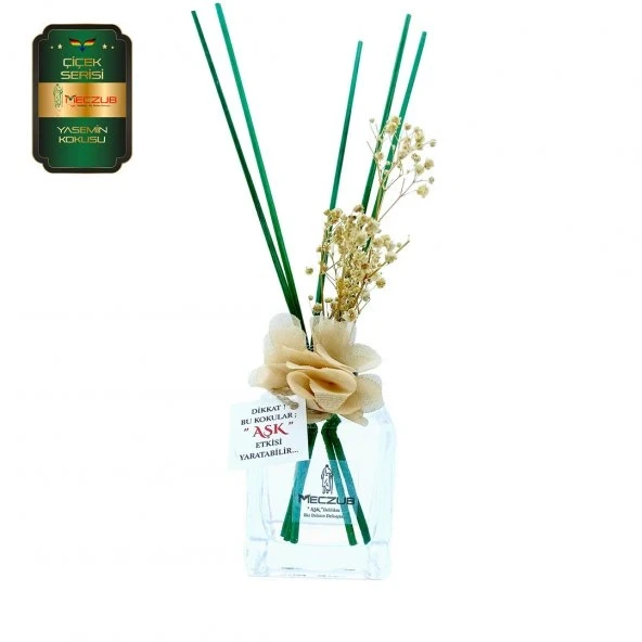 Aşk-ı Sermest Toptan Meczub Çiçek Serisi Yasemin Kokulu 10 x 120 ml küp Şişe Bambu Çubuklu Ortam Kokusu Reed Diffuser Oda Kokusu ürün görseli 1
