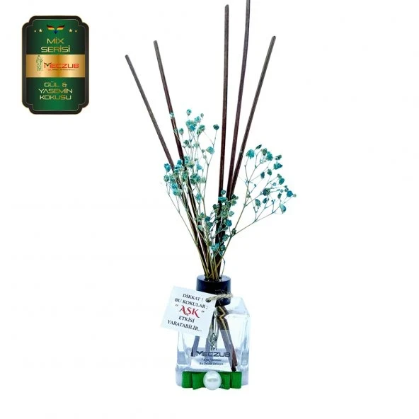 Aşk-ı Sermest Toptan Meczub Mix Serisi Gül & Yasemin Kokulu 10 x 60 ml küp Şişe Bambu Çubuklu Ortam Kokusu Reed Diffuser Oda Kokusu ürün görseli 1