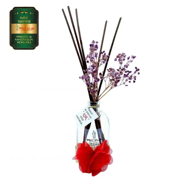 Aşk-ı Sermest Toptan Meczub Mix Serisi Fresia & Magnolia Kokulu 5 x 100 ml Oval Şişe Bambu Çubuklu Ortam Kokusu Reed Diffuser Oda Kokusu ürün görseli 1
