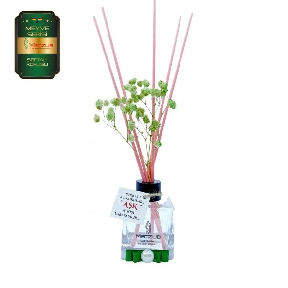 Aşk-ı Sermest Toptan Meczub Meyve Serisi Şeftali Kokulu 5 x 60 ml küp Şişe Bambu Çubuklu Ortam Kokusu Reed Diffuser Oda Kokusu ürün görseli 1