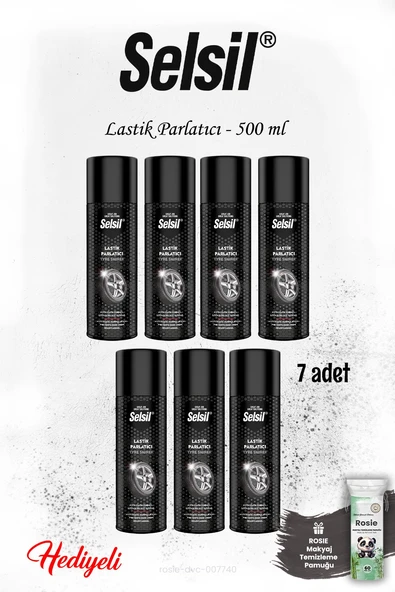 7 adet 500 ml Selsil Lastik Parlatıcı, ROSIE ürün görseli 1