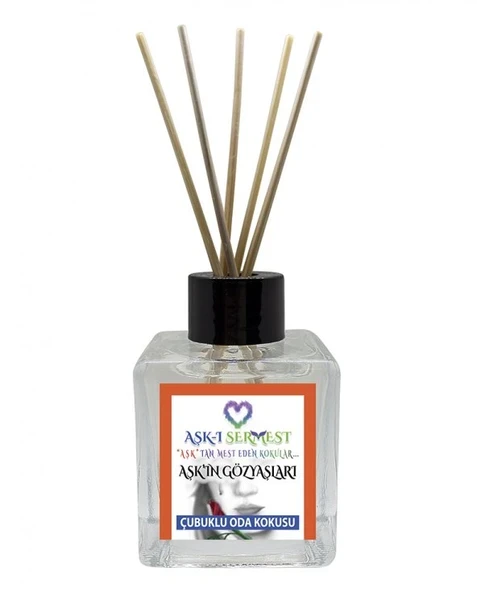 Aşk-ı Sermest Toptan Aşk'ın Gözyaşları Çiçek Aromalı Bambu Çubuk Oda Kokusu Parfüm,  Küp Şişe,  200ml, 3 Ad ürün görseli 1