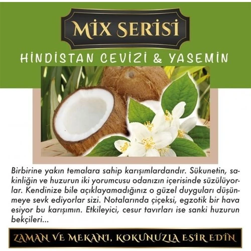 Koku Hanem Toptan Meczub Mix Serisi Hindistan Cevizi & Yasemin 10 Adet 8 ml Silindir Şişe Oto Kokusu Araç Araba Parfümü ürün görseli 1