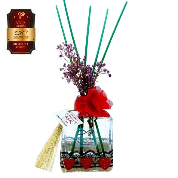 Aşk-ı Sermest Toptan Ölümsüz Aşk Çiçek Serisi Kırmızı Gül Kokulu 3 x 200 ml küp Şişe Bambu Çubuklu Ortam Kokusu Reed Diffuser Oda Kokusu ürün görseli 1
