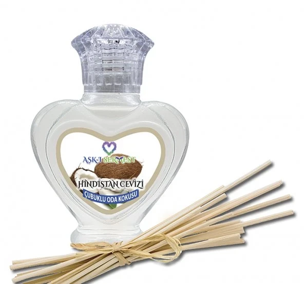 Aşk-ı Sermest Toptan Vanilya&Tarçın Aromalı Bambu Çubuklu Oda Kokusu Reed Diffuser Ortam Kokusu Parfüm, Kalp Şişe, 60 mL, 5 Adet ürün görseli 1