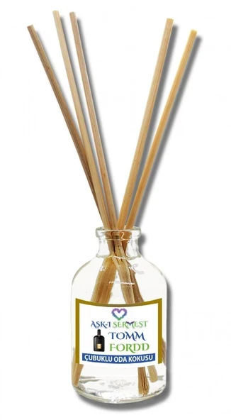 Aşk-ı Sermest Toptan Tomm Fordd Çiçek Aromalı Bambu Çubuklu Oda Kokusu Reed Diffuser Ortam Kokusu Parfüm, Oval Şişe, 50 mL , 5 Adet ürün görseli 1