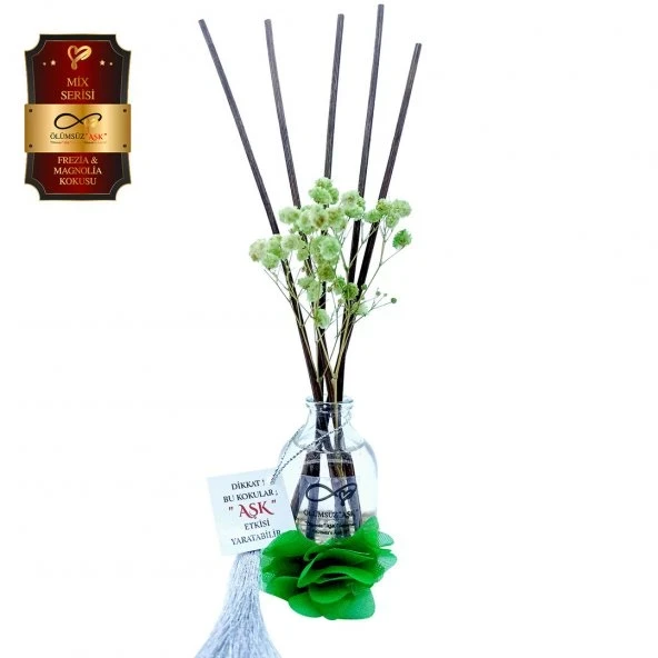 Aşk-ı Sermest Toptan Ölümsüz Aşk Mix Serisi Fresia & Magnolia Kokulu 5 x 50 ml Oval Şişe Bambu Çubuklu Ortam Kokusu Reed Diffuser Oda Kokusu ürün görseli 1