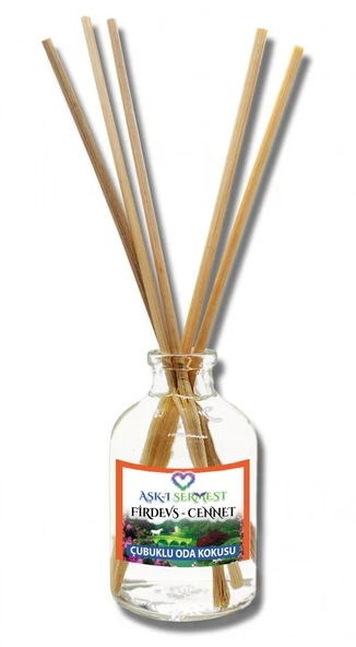 Aşk-ı Sermest Toptan Firdevs Cennet Çiçek Aromalı Bambu Çubuklu Oda Kokusu Reed Diffuser Ortam Kokusu Parfüm, Oval Şişe, 50 mL , 5 Ad ürün görseli 1