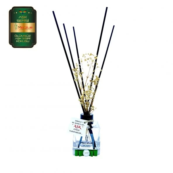 Aşk-ı Sermest Toptan Meczub Aşk Serisi Ölümsüz Aşk İxiri Kokulu 10 x 60 ml küp Şişe Bambu Çubuklu Ortam Kokusu Reed Diffuser Oda Kokusu ürün görseli 1
