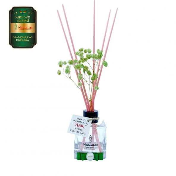 Aşk-ı Sermest Toptan Meczub Meyve Serisi Mandalina Kokulu 10 x 60 ml küp Şişe Bambu Çubuklu Ortam Kokusu Reed Diffuser Oda Kokusu ürün görseli 1